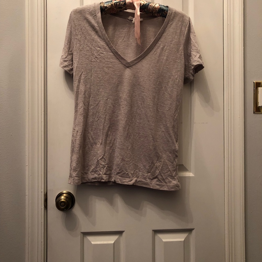 Light Gray V Neck T Shirt